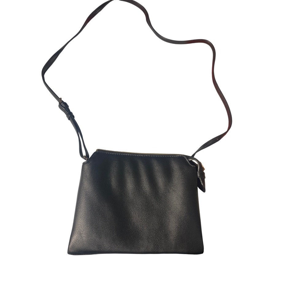 A New Day Black Faux Leather Crossbody Purse Bag Womens Small Adjustable Strap